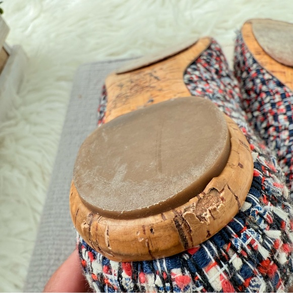 Chanel Tweed and Studded Red White Blue Ballet Flats - Picture 7 of 9